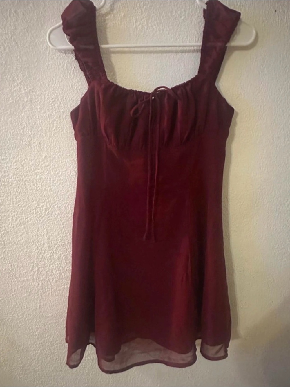 Windsor Burgundy Ruffle-Trim Camisole Dress Top